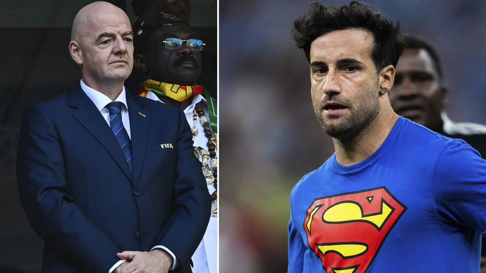 Gianni Infantino och planstormare Mario Ferri