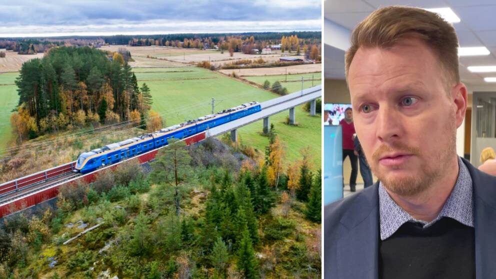 Kommunchefen Andreas Lind intervjuas av SVT om varför det inte blir en folkomröstning kring Norbotniabanans dragning i Piteå.