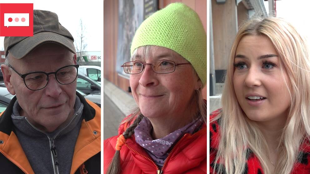 Tommy Keller, Mia Berglund och Ida Svensson svarar på om de känner till vilka som vann valet i sina kommuner. På bilden syns tre personer. Längst till vänster Tommy Keller, som har en keps på huvudet och glasögon. I mitten Mia Berglund, klädd i gul mössa och röd jacka. Hon har glasögon. Längst till höger Ida Svensson, som har långt blont hår och en rödsvart jacka.