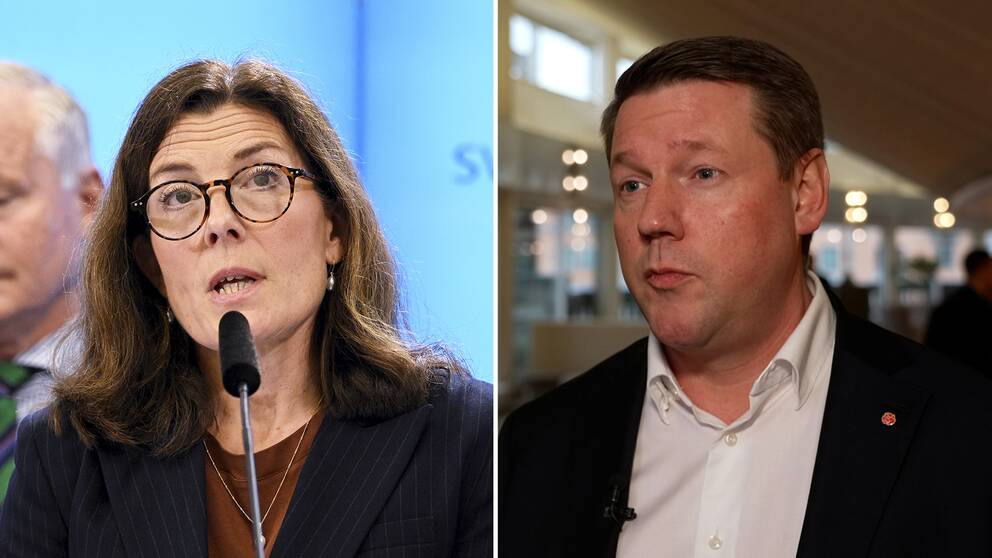 Moderaternas partisekreterare Karin Enström och Socialdemokraternas partisekreterare Tobias Baudin.