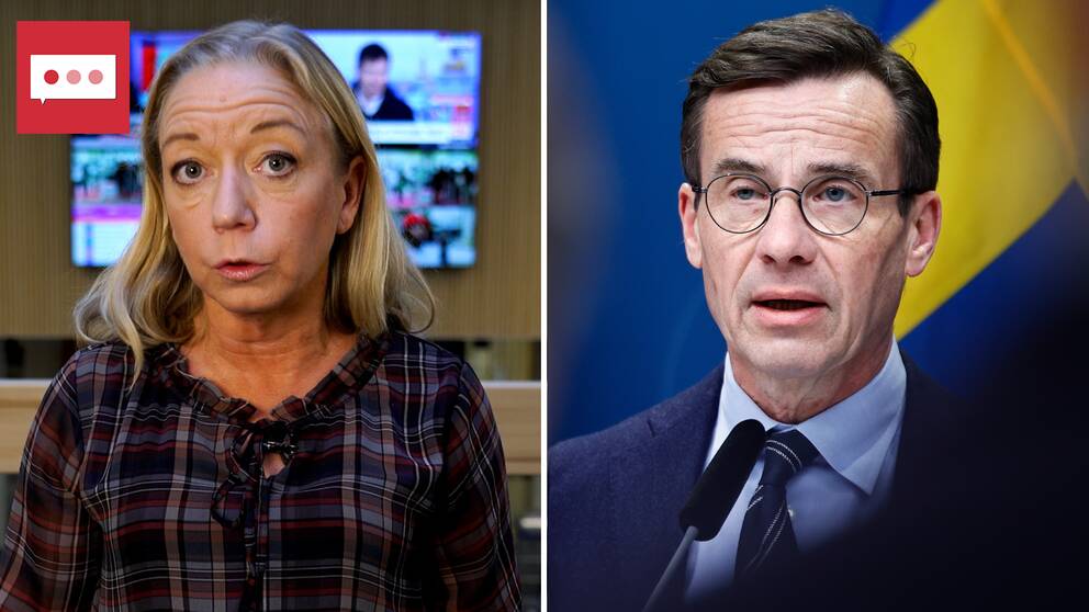 Elisabeth Marmorstein, SVT:s inrikespolitiska kommentator / statministern och M-ledaren Ulf Kristersson.