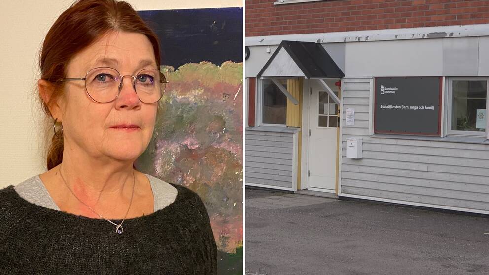 Till vänster i bild syns Eva Leijon och till höger syns verksamhetslokalen i Bredsand.