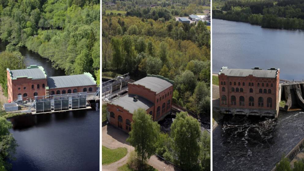 De tre kraftverken i Knäredsregionen. Från vänster: Bassalt, Knäred Nedre och Knäred Övre.