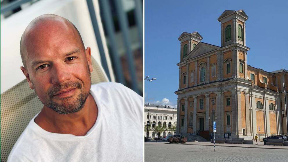 Delad bild med Karlskrona kommuns nya chef för besöksnäringen Pär Israelsson och turistbild från Karlskrona.