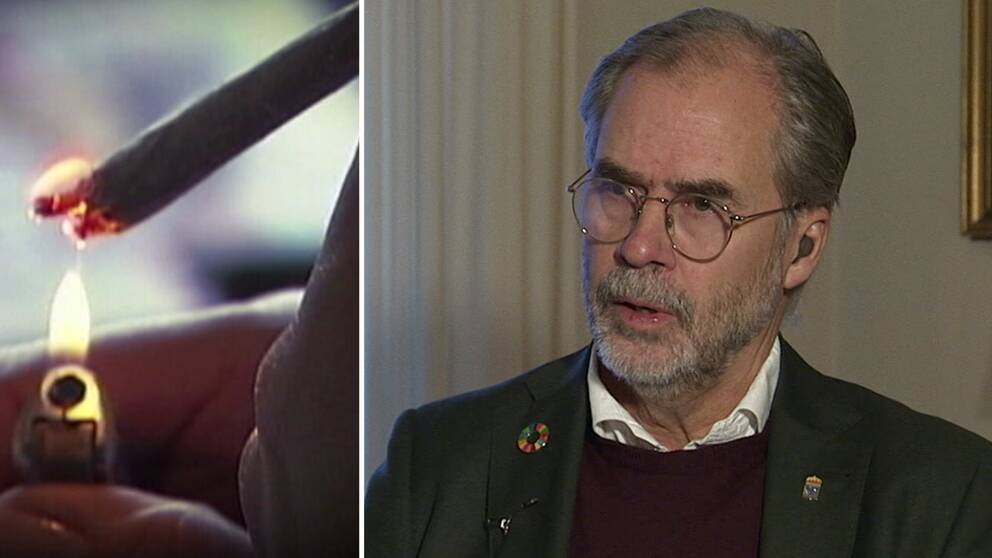 Bild på cigarett som tänds och bild på en man. Mannen heter Georg Andrén och är Värmlands landshövding. Efter SVT:s reportage om narkotikan i Värmland vill han nu leda kampen mot knarket.
