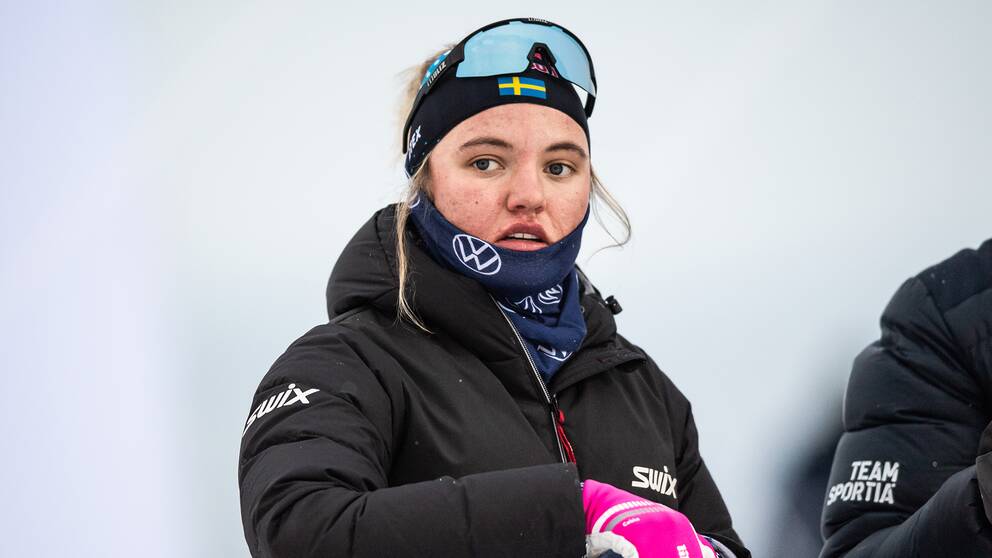 Linn Svahn efter damernas sprintsemifinal i Idre under fredagen.