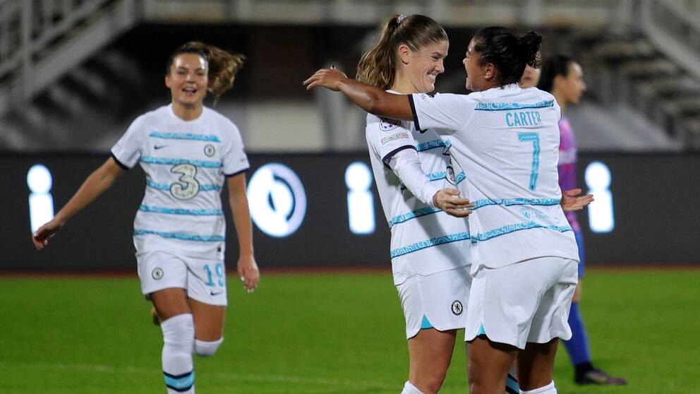Chelsea-spelarna firar ett av målen mot albanska Vllaznia.