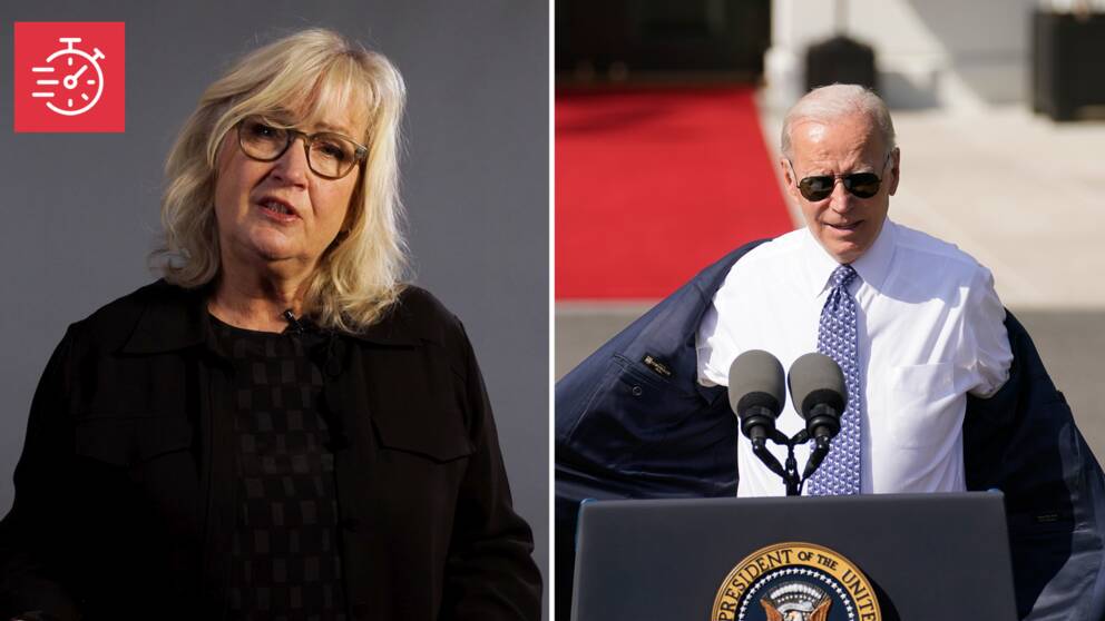 Bild på Erika Bjerström bredvid bild på Joe Biden.