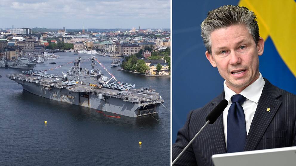 Det amerikanska amfibiestridsfartyget USS låg förankrat i Stockholm inför övningen Baltops 22. Försvarsminister Pål Jonson