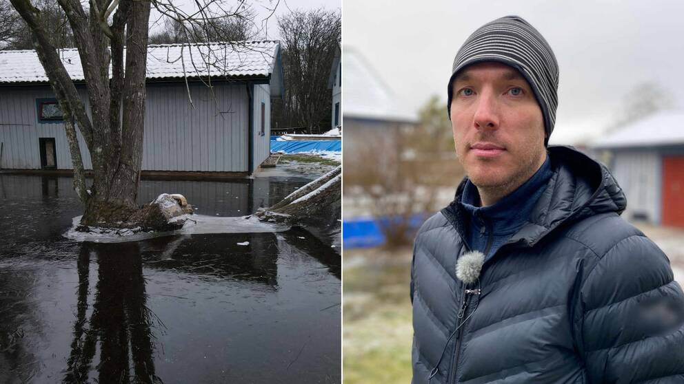 Josef Holmberg, översvämmad tomt i Hillerstorp