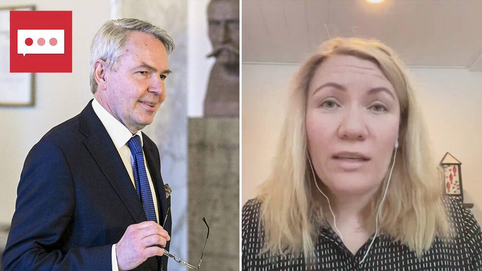 Finlands utrikesminister Pekka Haavisto/ SVT:s Finlandskorrespondent Liselott Lindström.
