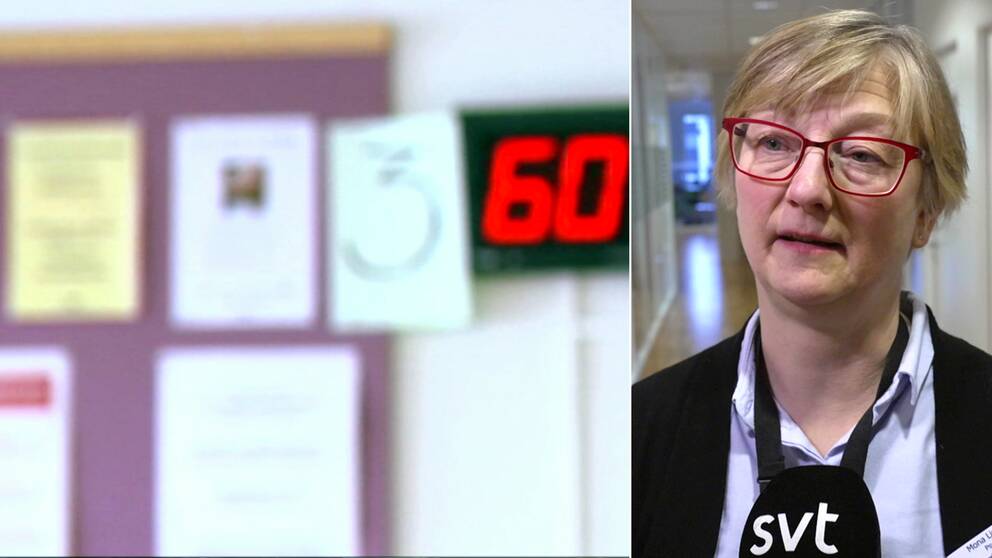 Sairaanhoidon odotushuone sekä ruotsinsuomalaisille tehtävän tutkimuksen koordinaattori Mona Lindqvist.