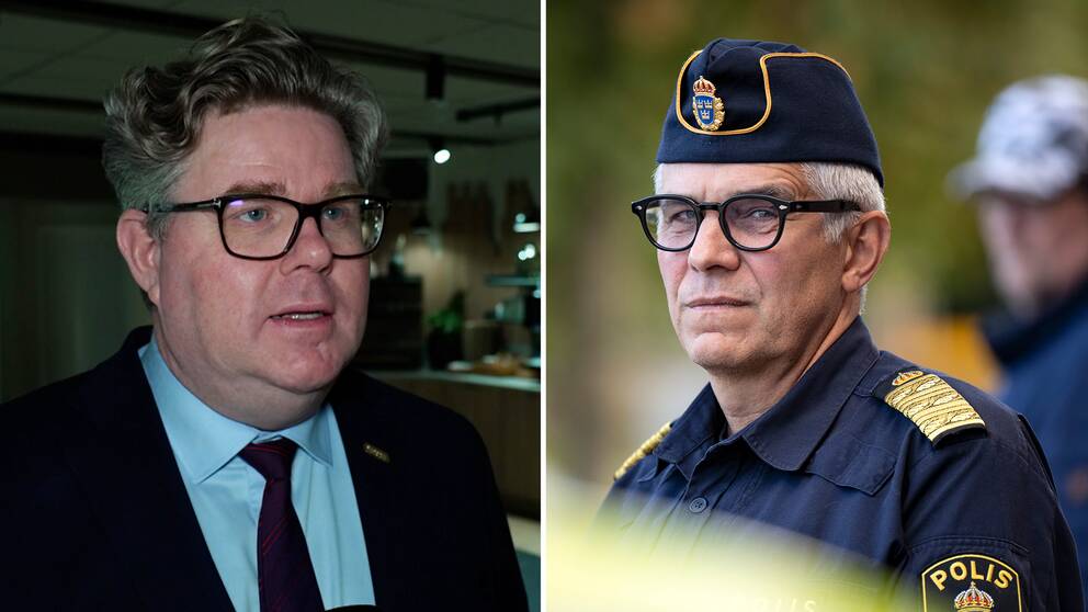 Till vänster: Gunnar Strömmer. Till höger: rikspolischef Anders Thornberg.