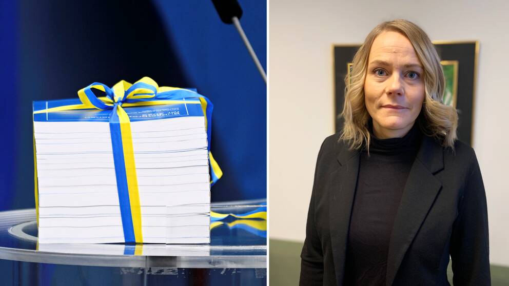 Tvådelad bild: Regeringens budgetbesked och Josefin Stålbert, enhetschef vid studieförbundet Bilda Svealand.