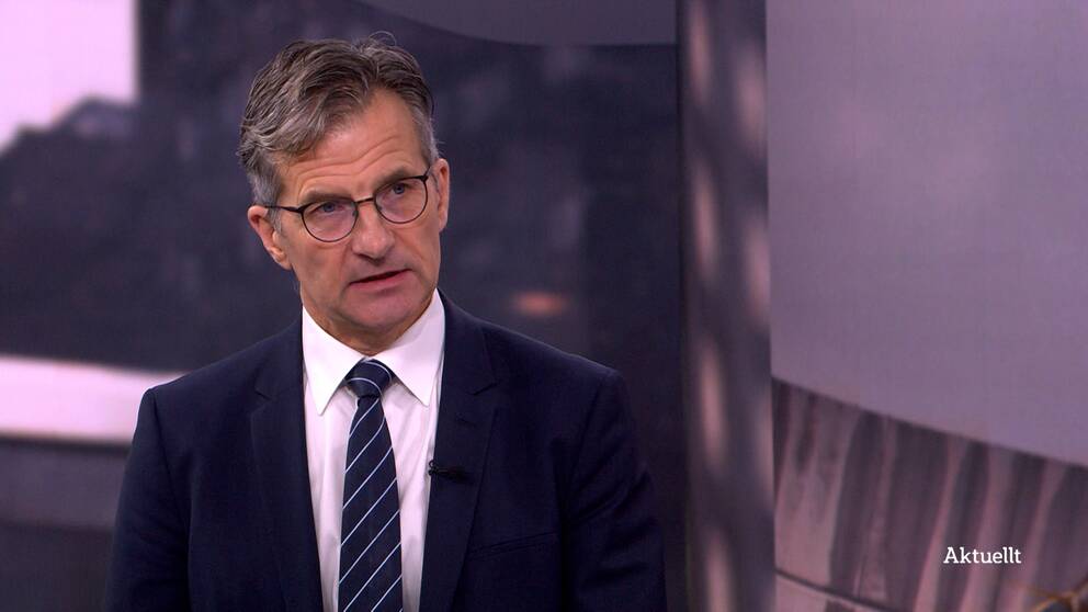 Erik Thedéen intervjuas i Aktuellt-studion.