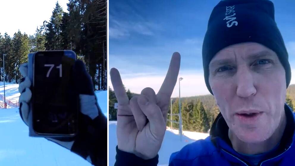 I klippet: Björn Ferry flyger ner för damernas sprintbacke i Oberhof