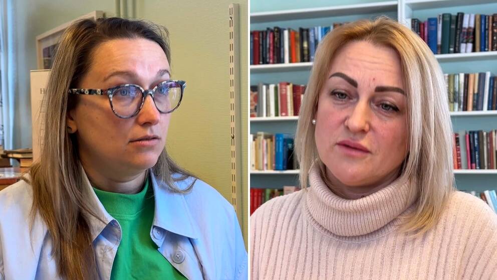 Yuliia Dvoinichkova och Viktoriia Bayet, Ukrainaflyktingar i Kramfors.
