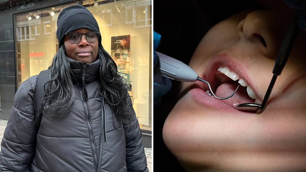 Joanne Fraser har långt mörkt hår, svart mössa och jacka. Hon står framför ett butiksfönster i Skellefteå centrum och tittar in i kameran.