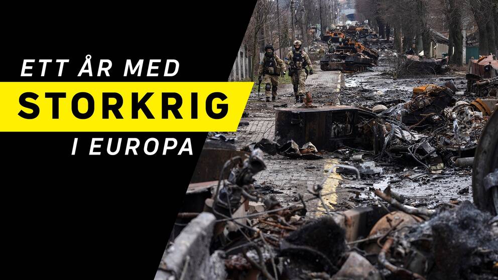 Med anledning krigsutbrottets årsdag sänder SVT Nyheter direkt under flera timmar. Ett dramatiskt år och dess konsekvenser skildras, förklaras och analyseras.