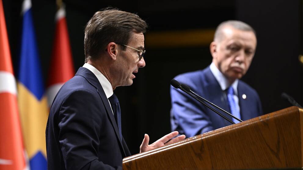 Ulf Kristersson och Recep Tayyip Erdogan.