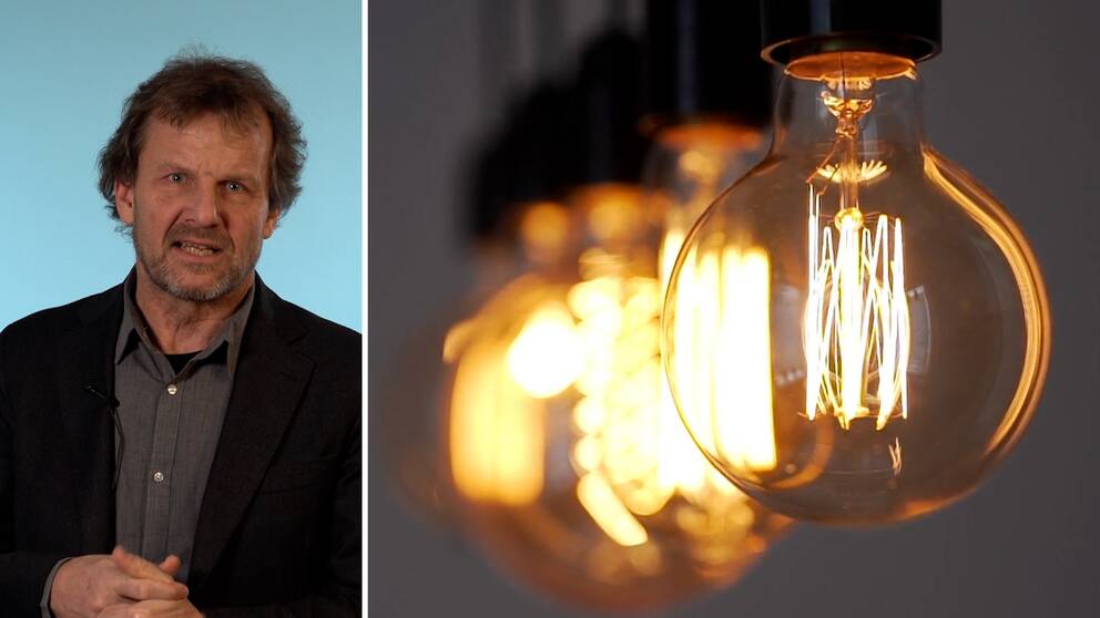 Bild på reporter Johan Zachrisson Winberg och bild på tända lampor.