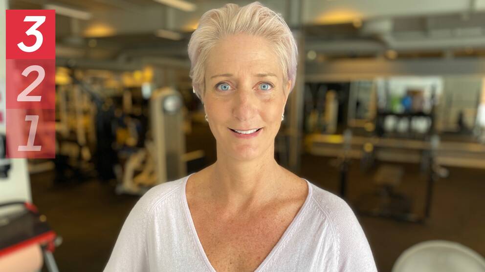 En porträttbild på Anna-Karin Lindqvist, med grafik på vänstersidan där det står ”3, 2, 1”