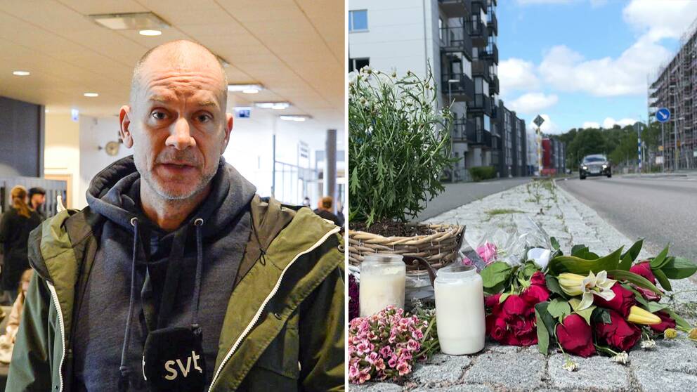 Till vänster en bild på en reporter, till höger en bild från Långströmsgatan.