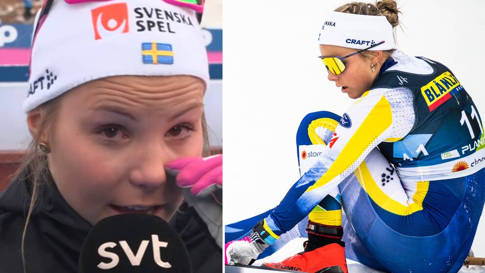Johanna Hagström tårögd efter kvartsfinalen.