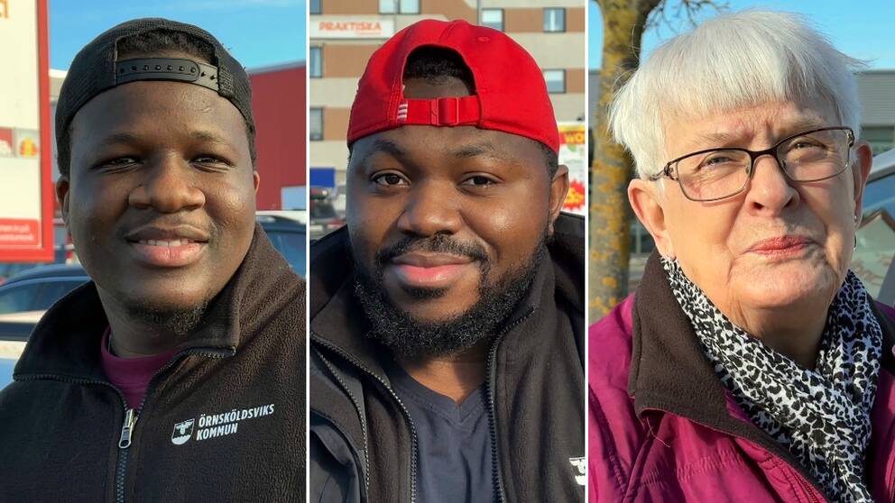 Bilden är ett montage av tre personer i Örnsköldsvik som svarar på hur de höga matpriserna påverkar hur de handlar.