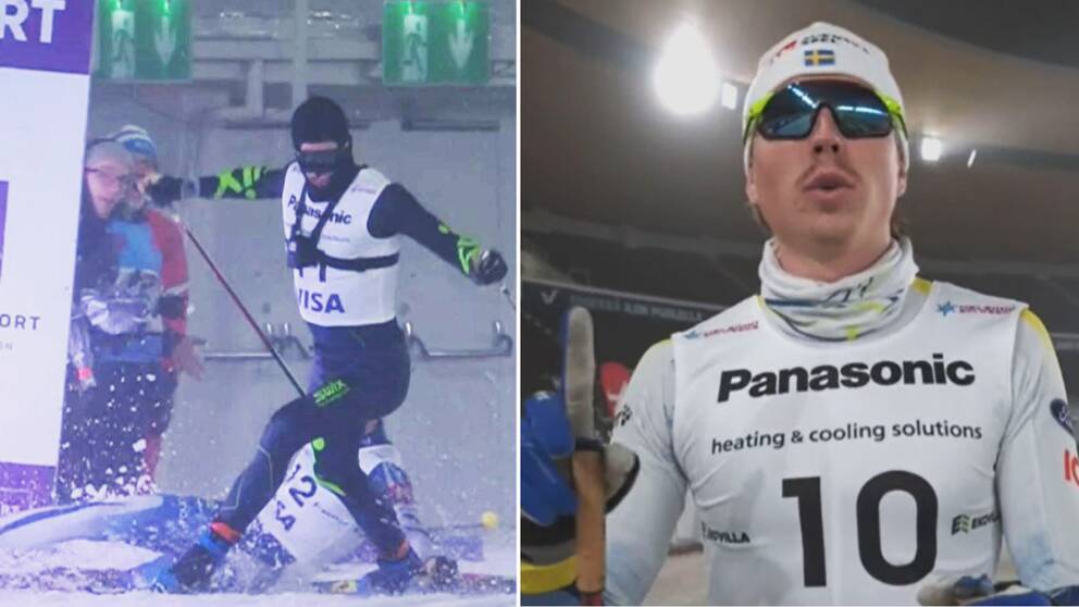 Här fäller ”masked skier” konkurrenten i Poromaas heat.
