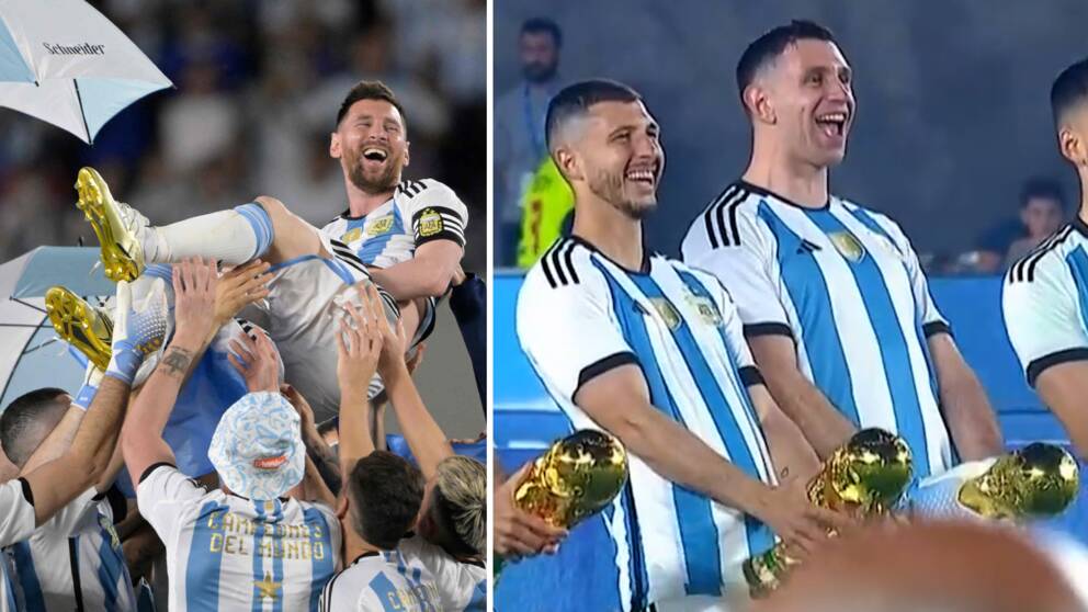 Messi och spelarna hyllades och firade rejält.