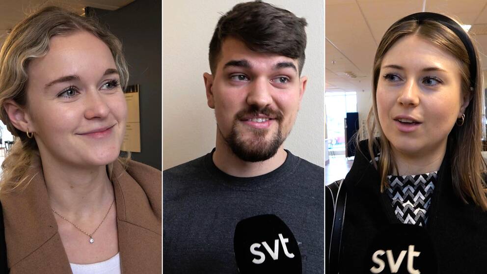 Tre studenter på campus Helsingborg.