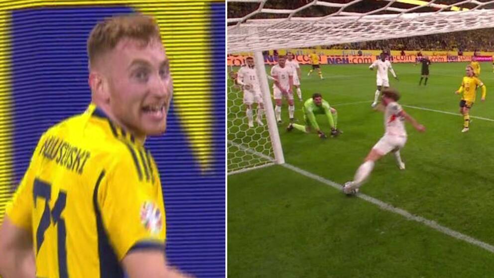 Dejan Kulusevski centimeter från ledningsmål för Sverige