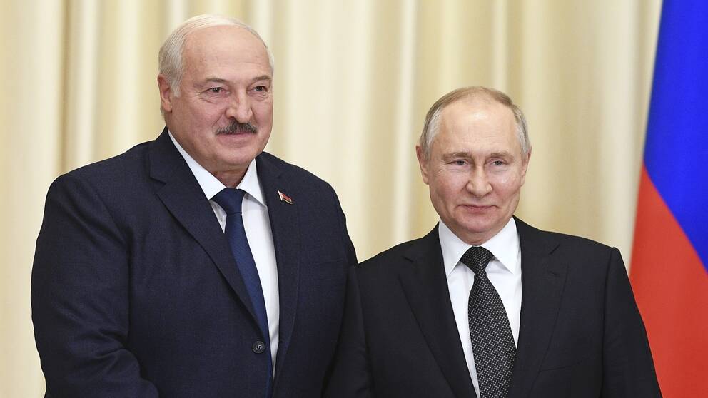Rysslands president Vladimir Putin tillsammans med Belarus president Alexander Lukashenko tidigare i år.