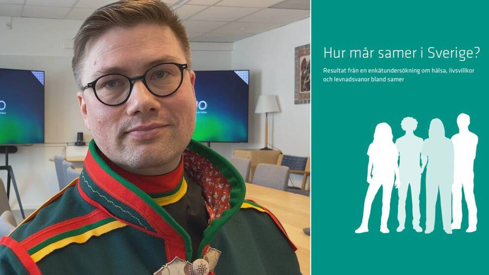 Till vänster forskaren Jon Petter Stoor, till höger rapporten om samernas hälsa