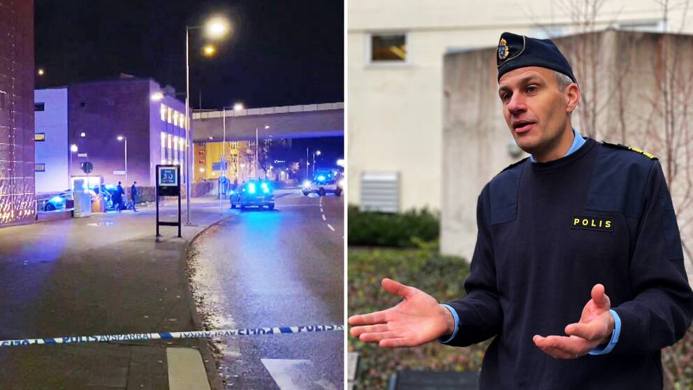 Bild från mordnatten vid högskolan i Borås, delad bild med polisen Peter Sörstedt.