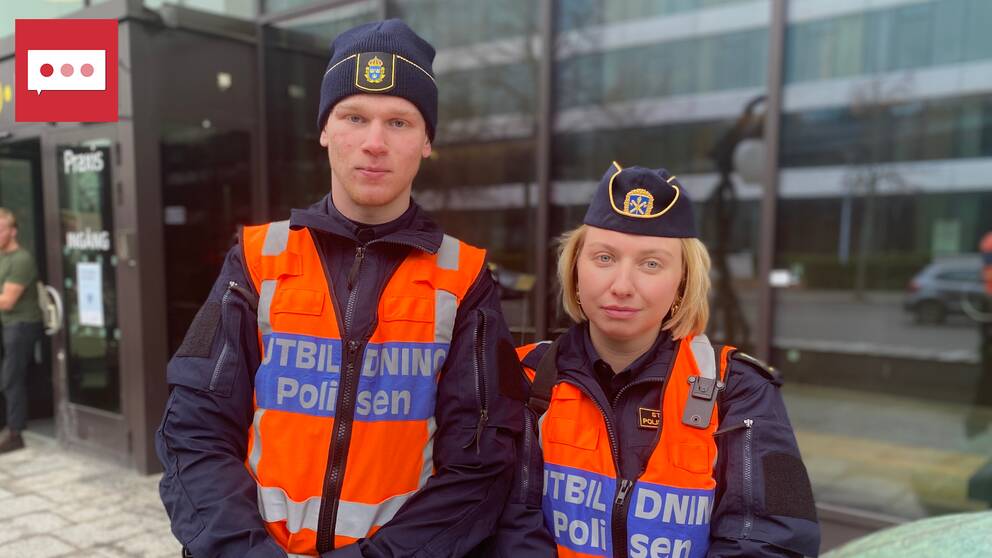 Polisstudenterna Linda Tholin och Emil Enckell.