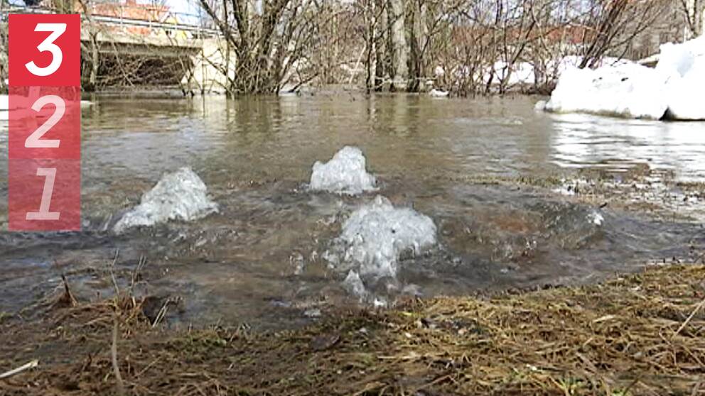 Vatten som bubblar ur en brunn. Översvämning