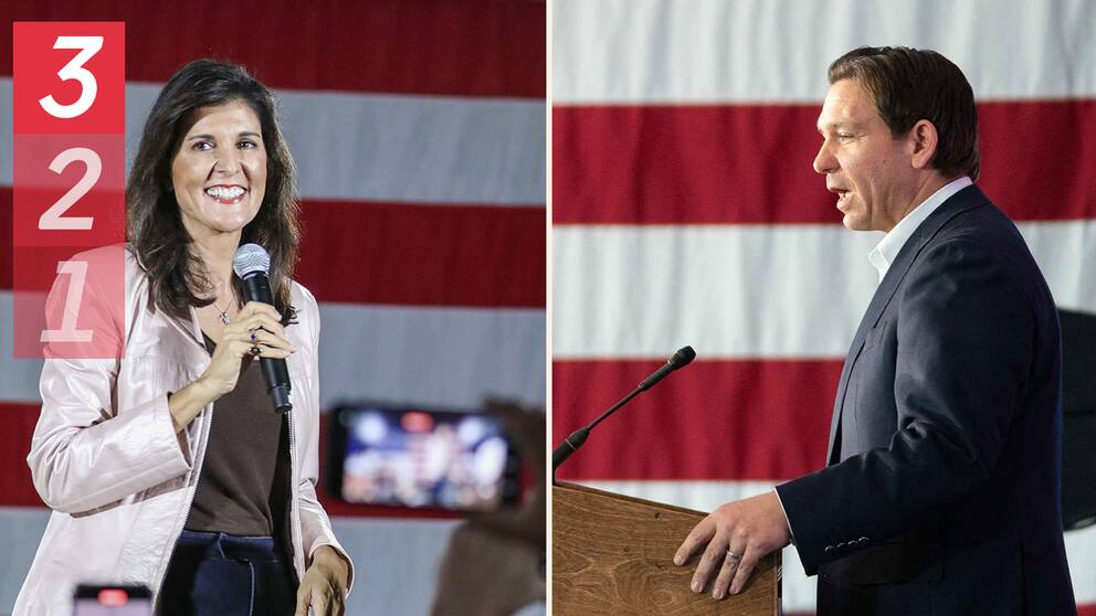 Nikki Haley och Ron DeSantis., båda utmanare till Trump i 2024 års primärval.