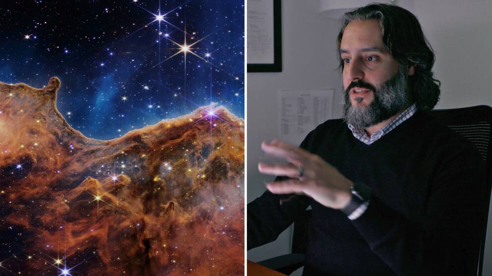 Joseph Depasquale som är bildbehandlare på Space Telescope Science Institute visar hur han färglägger bilder från James Webb-teleskopet