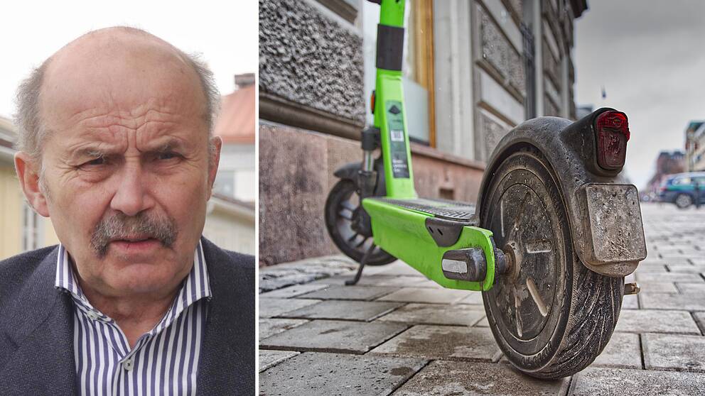 Christer Sammens och en grön elsparkcykel.