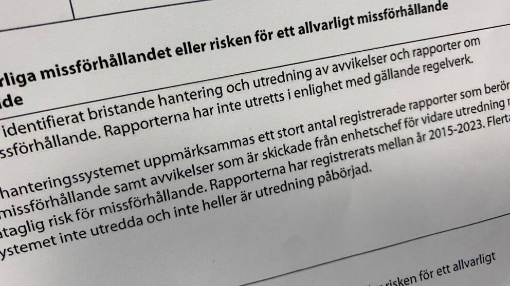Photo of a lex Sarah notification that Sundsvall's municipality made to the Inspectorate for Care and Care, IVO. 
