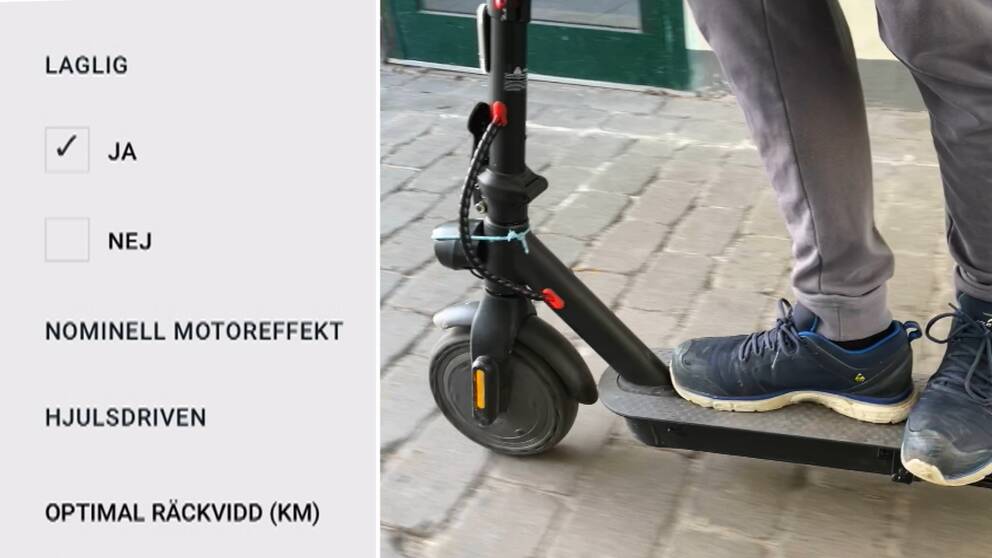 På en hemsida där man kan köpa elsparkcyklar kan köpare klicka i om den ska vara laglig eller olaglig.