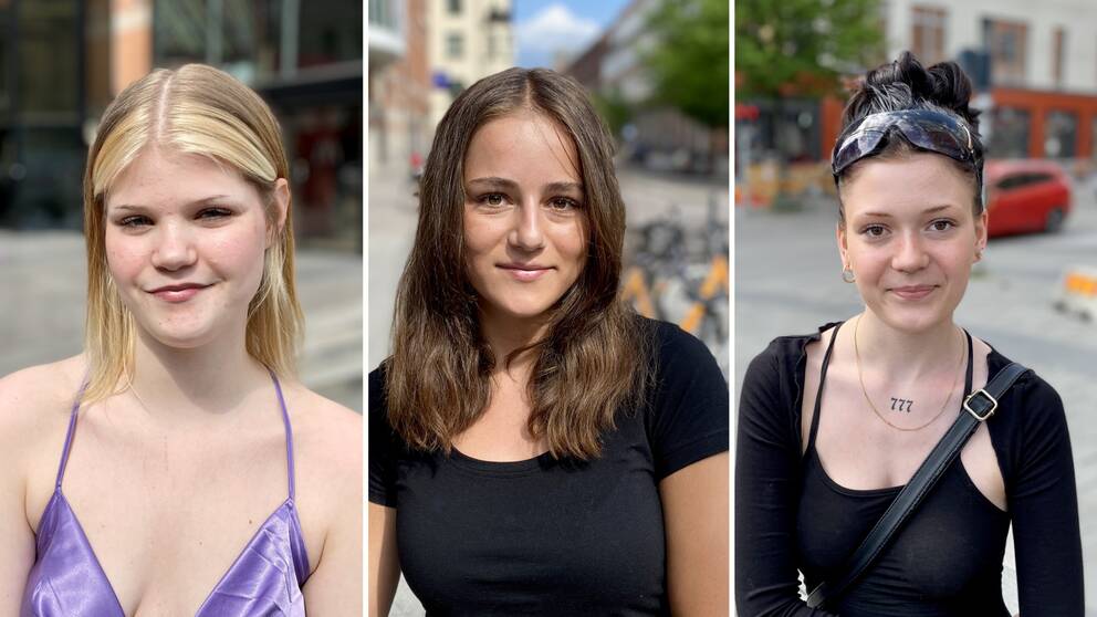 Bilden är uppdelad i tre delar. Till vänster står en blond tjej med axellångt hår och ler svagt in i kameran. I mitten står en brunhårig tjej med halvlångt brunt hår och ler in i kameran. TIll höger står en tjej med mörkt uppsatt hår och tittar in i kameran.