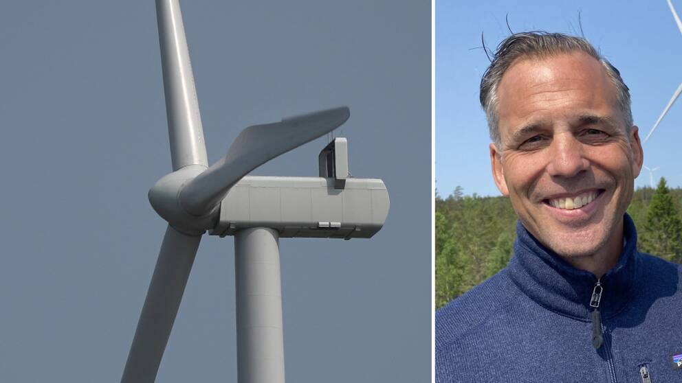 Till vänster: Vindkraftverk. Till höger: Peter Zachrisson.