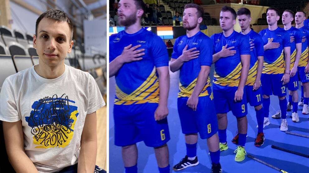 ”Här i Sverige är folk väldigt öppna och förstående för vad som händer i Ukraina och de vill verkligen hjälpa oss. Vi är tacksamma att det ukrainska landslaget fått komma hit och spela den här turneringen, säger Andrii Semeniuk kapten för det ukrainska landslaget i innebandy.