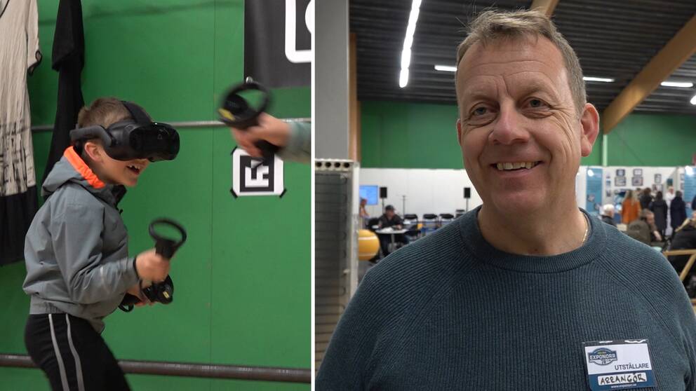 Företagsmässan Expo norr tillbaka efter uppehåll. En glad pojke leker med vr glasögon.