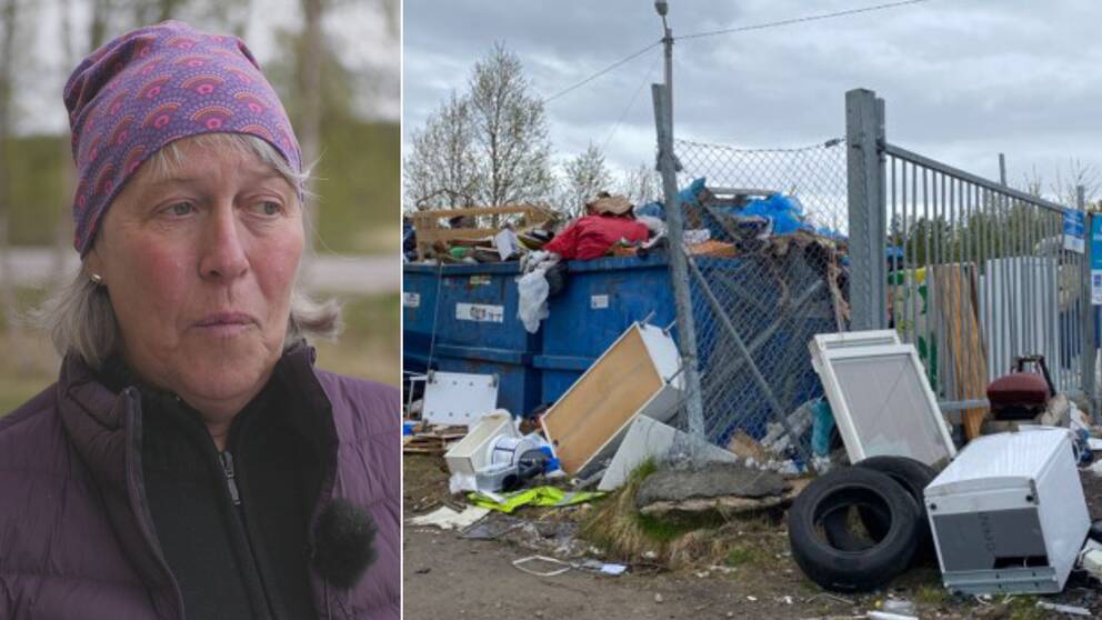 Katarina Nutti vid återvinningscentralen i Övre Soppero