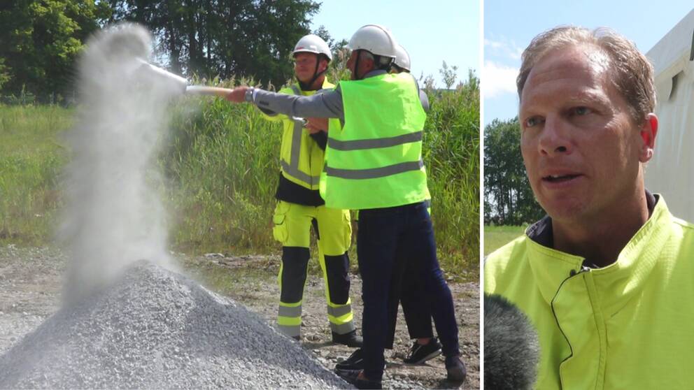 Första spadtagen för ny transformatorstation i Skebäck som Eon ska bygga.