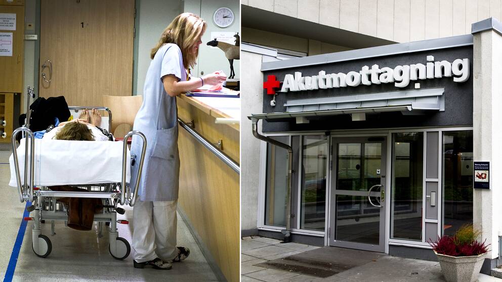 Patient i säng på akutmottagning